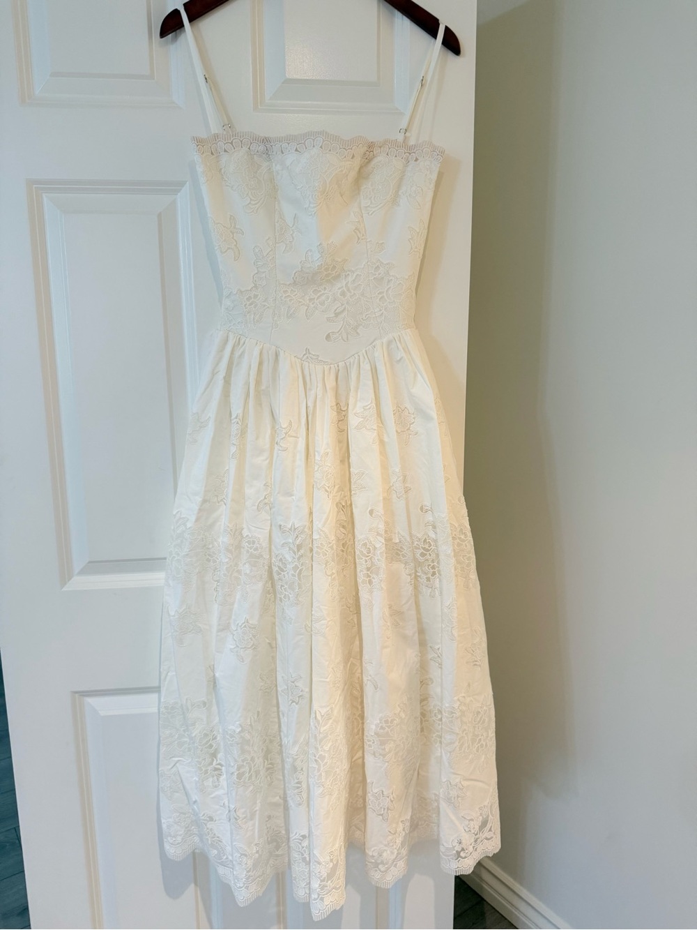 House of CB CHLOE White Custom Lace Cotton Midi Sundress Small cup A/C NWOT - Picture 3 of 8